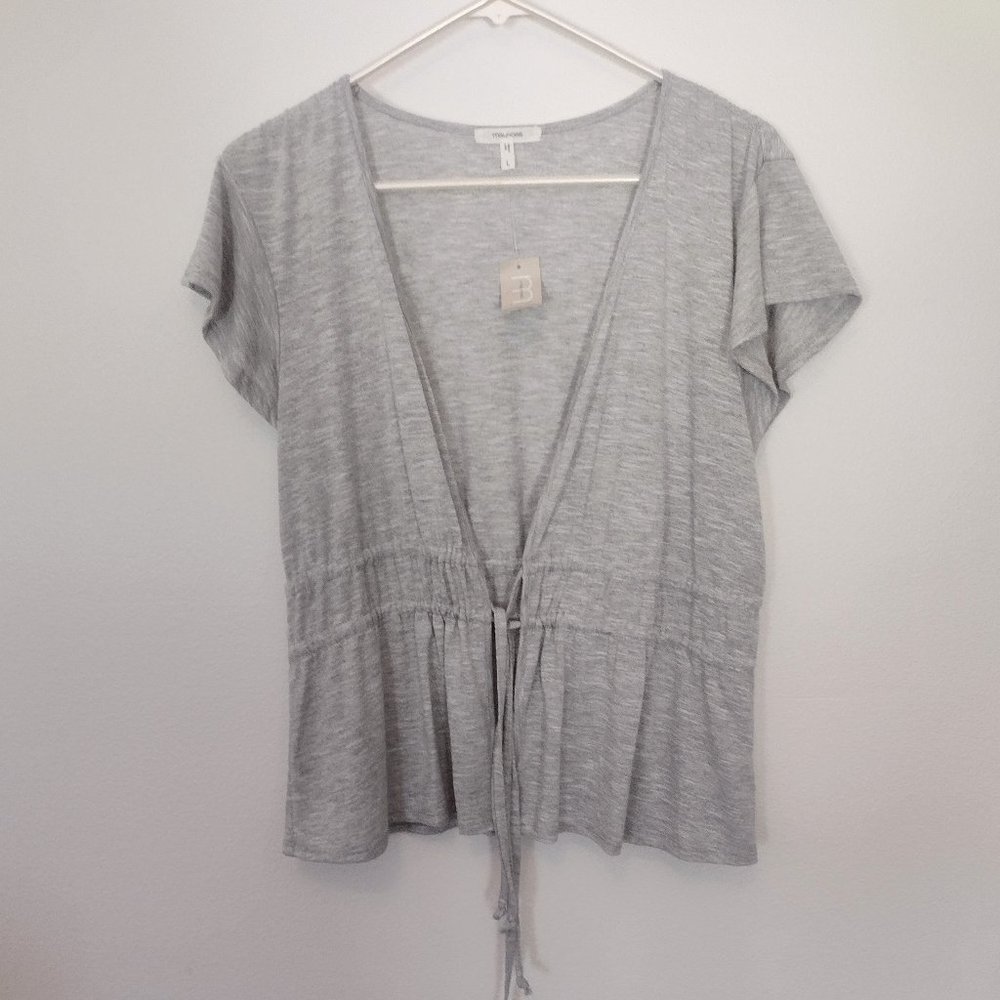NWT Gray short sleeve cardigan with two drawstring waist
